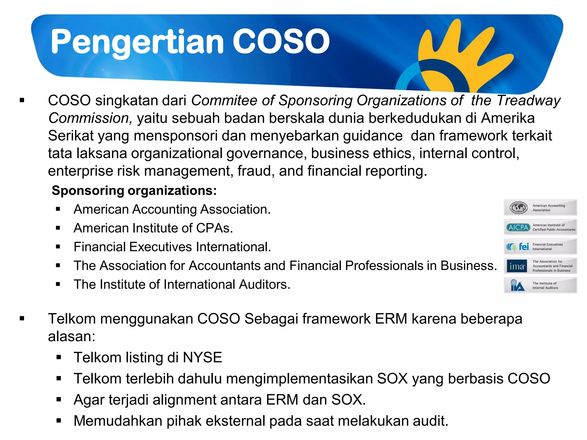 02 enterprise risk management coso framework telkom 2011 | PPT
