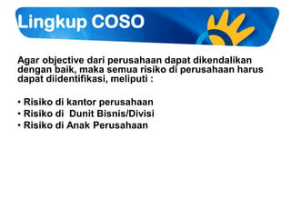02 enterprise risk management coso framework telkom 2011 | PDF