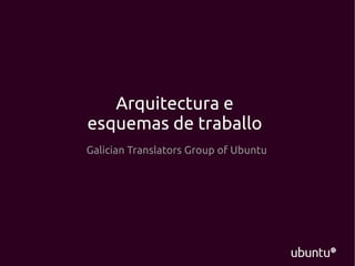 Arquitectura e
esquemas de traballo
Galician Translators Group of Ubuntu
 
