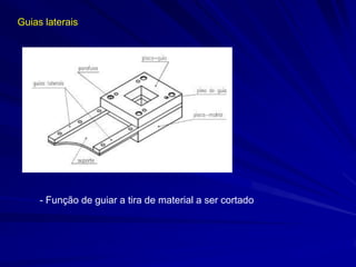 Guias laterais 
- Função de guiar a tira de material a ser cortado  