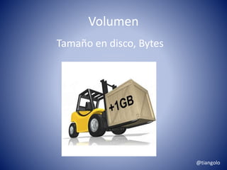Volumen 
Tamaño en disco, Bytes 
@tiangolo 
 