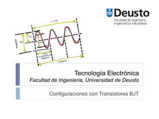 Tecnología Electrónica
Facultad de Ingeniería, Universidad de Deusto
Configuraciones con Transistores BJT
 