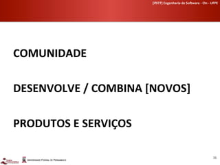 [if977]	
  Engenharia	
  de	
  So-ware	
  -­‐	
  CIn	
  -­‐	
  UFPE	
  	
  




COMUNIDADE	
  
	
  
DESENVOLVE	
  /	
  COMBINA	
  [NOVOS]	
  
	
  
PRODUTOS	
  E	
  SERVIÇOS	
  

                                                                                                  36	
  
 