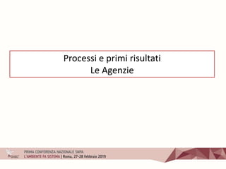 Processi e primi risultati
Le Agenzie
 