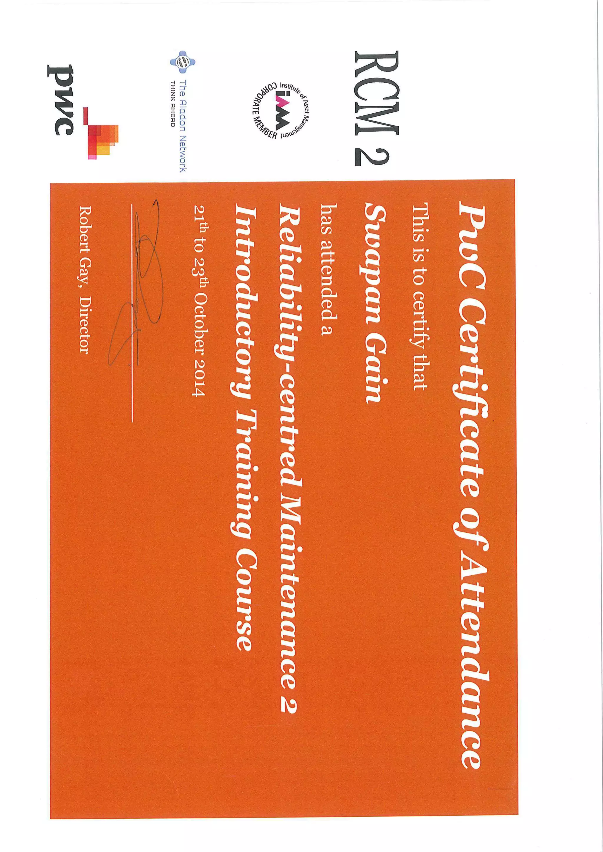 Certificate on RCM2 | PDF