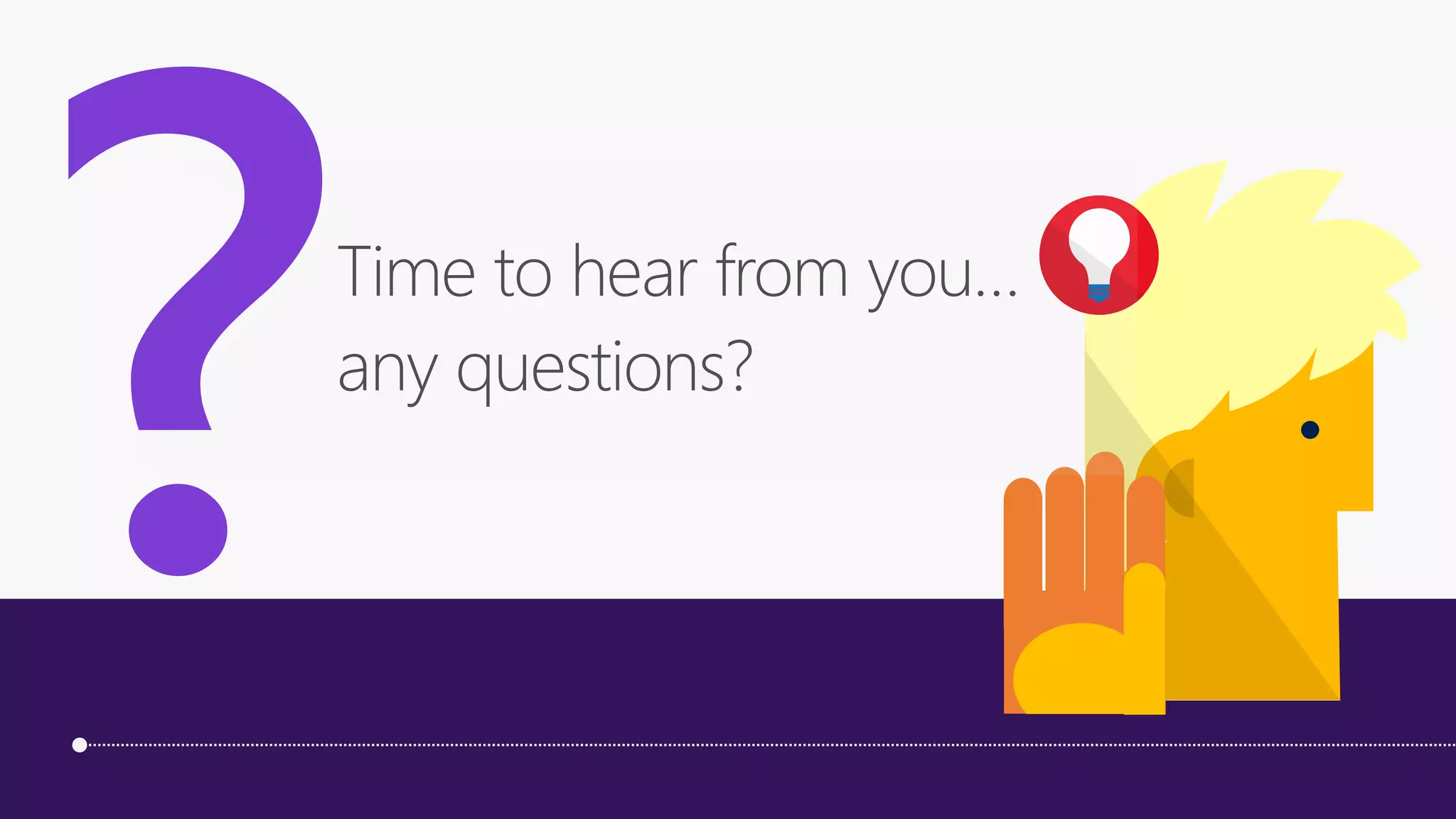 Time to hear from you…
any questions?
 
