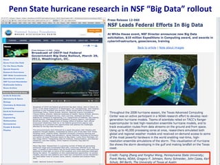 Penn	State	hurricane	research	in	NSF	“Big	Data”	rollout	
 