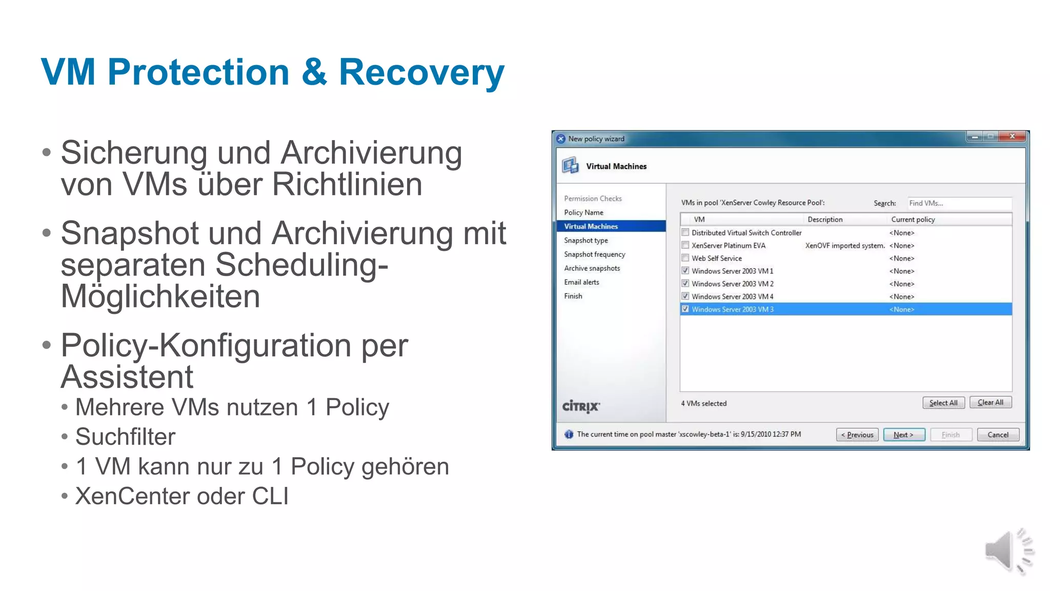 XenServer Facts XenServeristeiner von zwei "Enterprise Production Ready" Hypervisoren#2 Cloud weltweit (Rackspace) wird von XenServerbetriebenDie meistenXenDesktop-KundennutzenXenServer"AllenotwendigenFunktionenzueinemBruchteil der Kosten"
