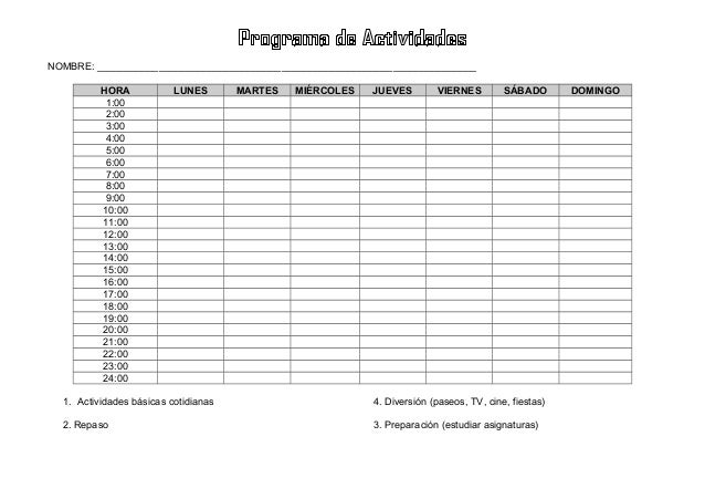 horario semanal