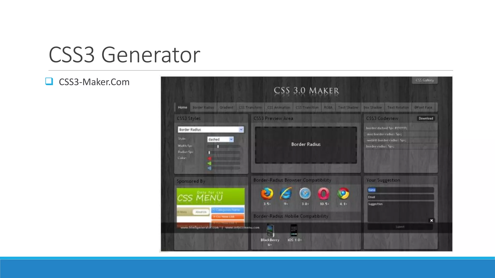 CSS3 Generator
 CSS3-Maker.Com
 
