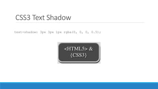CSS3 Text Shadow
text-shadow: 3px 3px 1px rgba(0, 0, 0, 0.5);
 