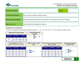 AMAD-02 43/83
Guía Pedagógica y de Evaluación del Módulo:
Aplicación de matemáticas discretas
Nombre del Alumno: Grupo:
Un...