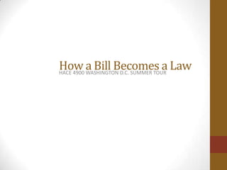 How a Bill Becomes a Law
HACE 4900 WASHINGTON D.C. SUMMER TOUR
 