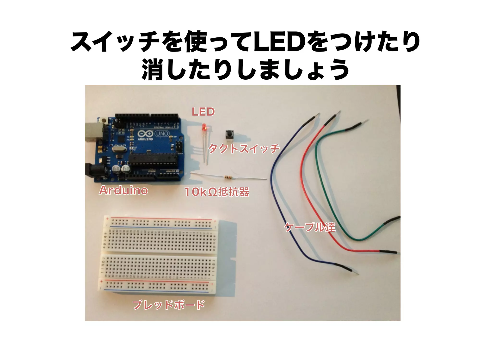 スイッチを使ってLEDをつけたり
   消したりしましょう
 