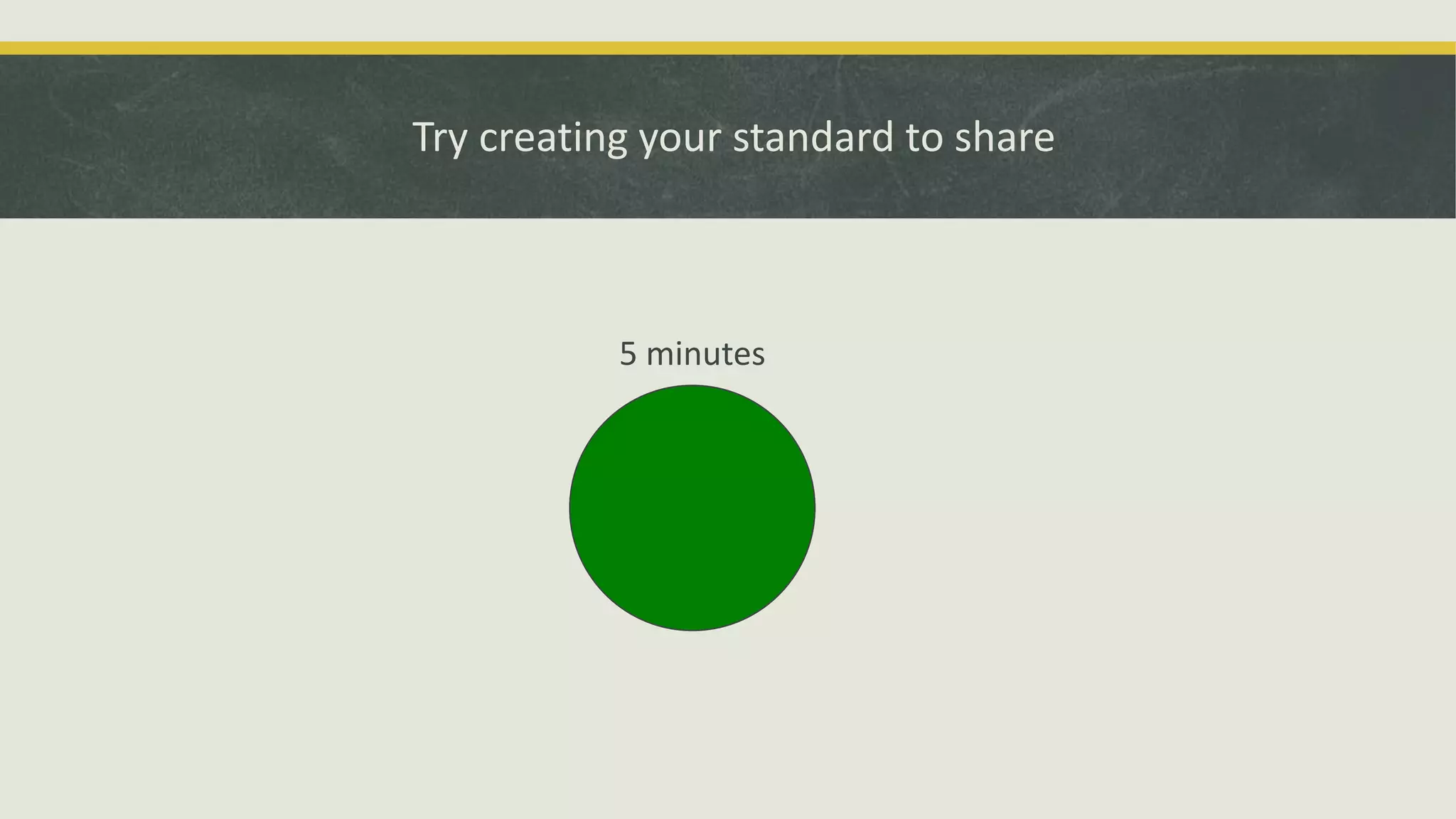 Try creating your standard to share
5 minutes
 
