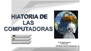 HIATORIA DE
LAS
COMPUTADORAS
Presentación
Contenido Temático
Créditos Prof. Maria Eugenia
Condori Ch.
SISTEMAS COMPUTACIONALES
 