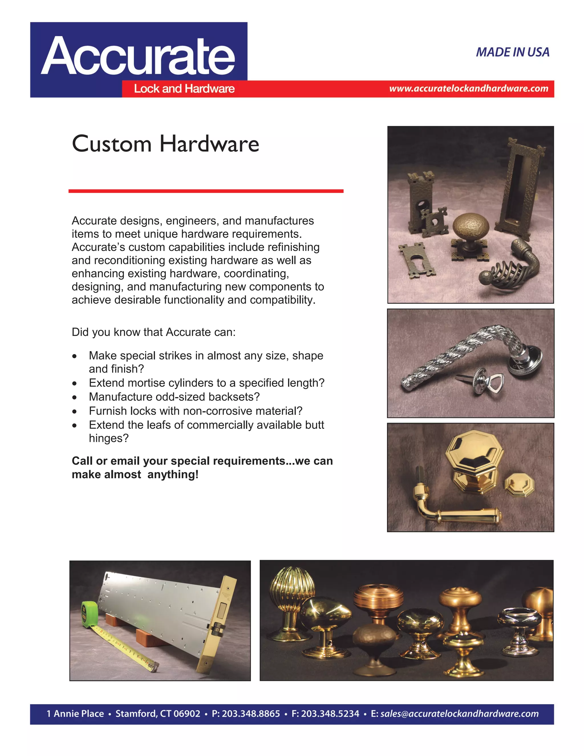 Accurate Lock & Hardware Co. Custom Hardware and Historic Restoration