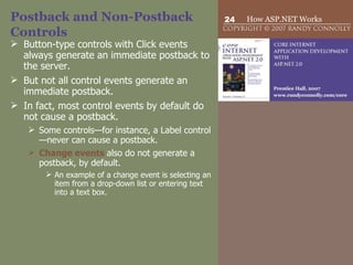 Postback and Non-Postback Controls ,[object Object],[object Object],[object Object],[object Object],[object Object],[object Object]