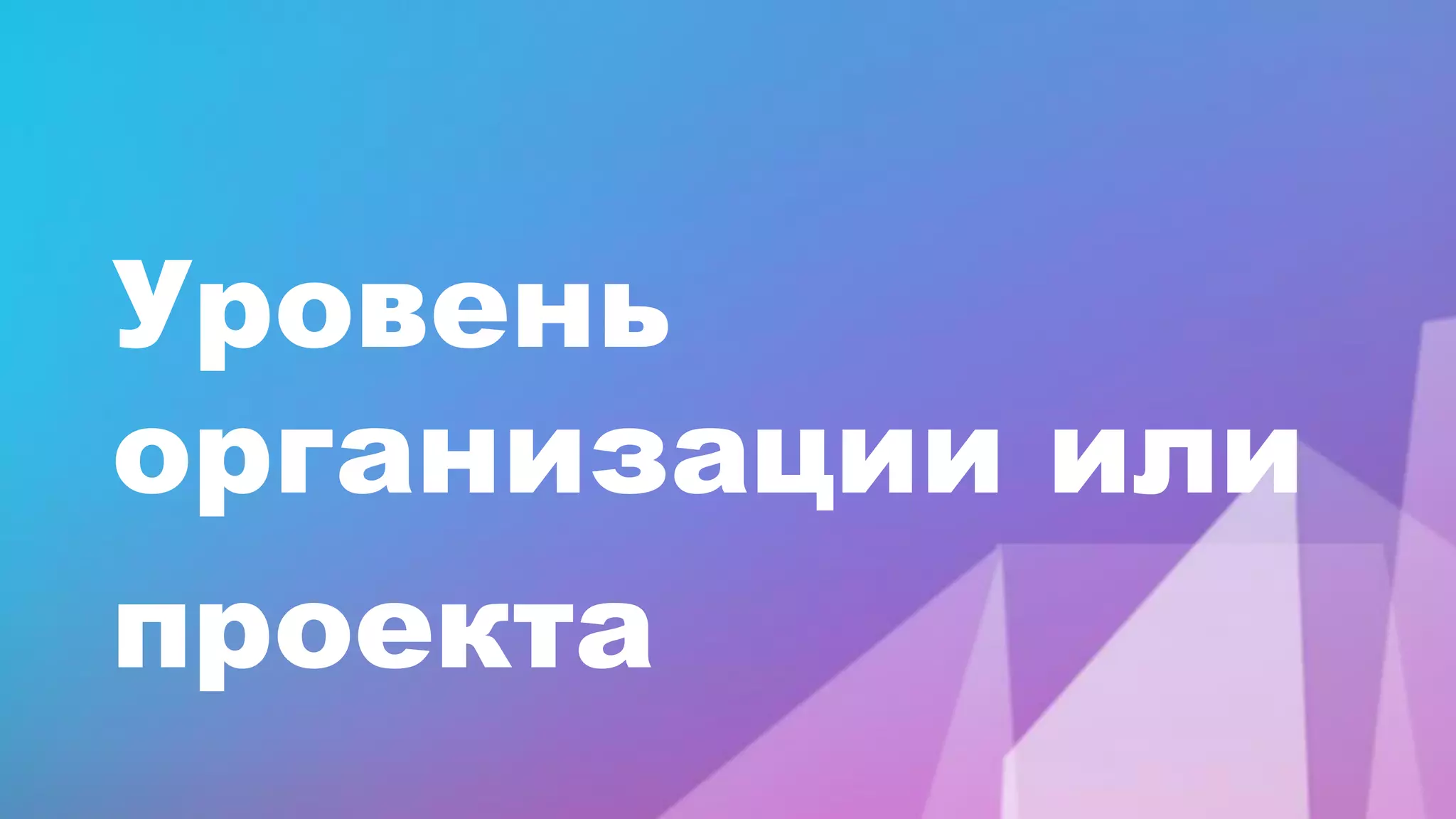 Уровень
организации или
проекта
 