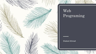 Web
Programing
Shakeel Ahmad
 