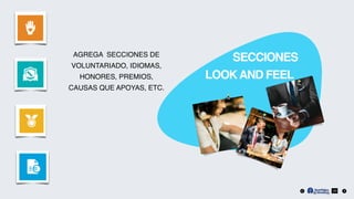 LOOKAND FEEL
SECCIONESAGREGA SECCIONES DE
VOLUNTARIADO, IDIOMAS,
HONORES, PREMIOS,
CAUSAS QUE APOYAS, ETC.
20
 