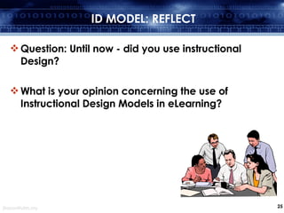 ID MODEL: REFLECT Question: Until now - did you use instructional Design? What is your opinion concerning the use of Instructional Design Models in eLearning? 