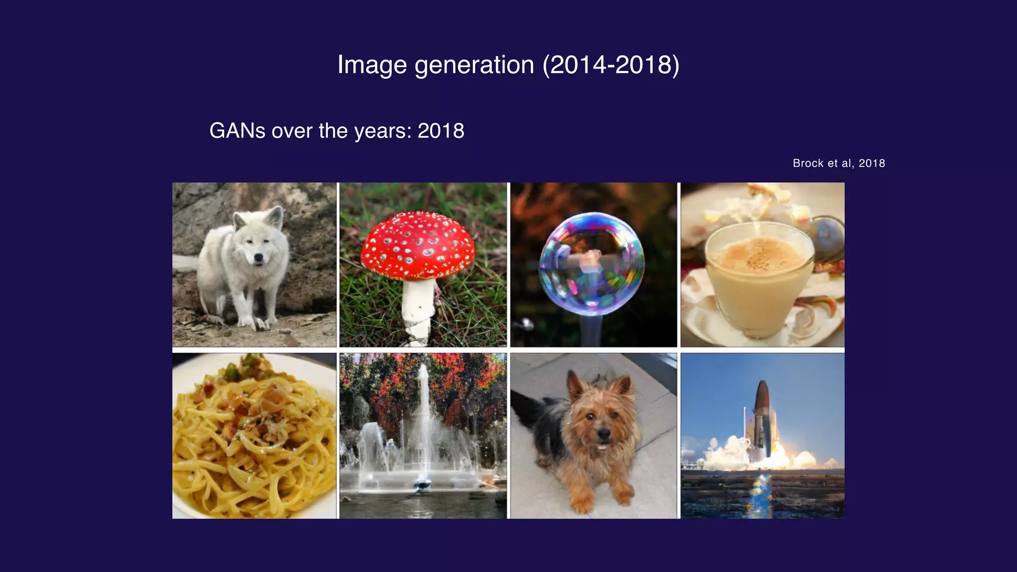 Image generation (2014-2018)
GANs over the years: 2018
Brock et al, 2018
 
