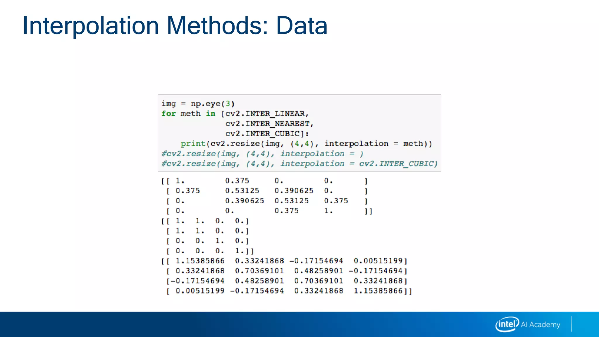 Interpolation Methods: Data
 