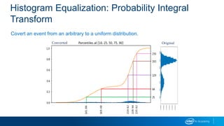 Histogram Equalization: Probability Integral
Transform
Covert an event from an arbitrary to a uniform distribution.
OriginalConverted
 