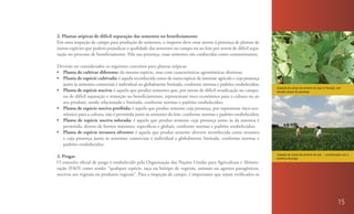 2. Plantas atípicas de difícil separação das sementes no beneficiamento
Em uma inspeção de campo para produção de sementes, o inspetor deve estar atento à presença de plantas de
outras espécies que podem prejudicar a qualidade das sementes no campo ou no lote por serem de difícil sepa-
ração no processo de beneficiamento. Pela sua presença, essas sementes são conhecidas como contaminantes.

Deverão ser considerados os seguintes conceitos para plantas atípicas:
•	 Planta de cultivar diferente: da mesma espécie, mas com características agronômicas distintas;
•	 Planta de espécie cultivada: é aquela reconhecida como de outra espécie de interesse agrícola e cuja presença
   junto às sementes comerciais é individual ou globalmente limitada, conforme normas e padrões estabelecidos;
                                                                                                                   Inspeção de campo de semente de soja na floração, com
•	 Planta de espécie nociva: é aquela que produz sementes que, por serem de difícil erradicação no campo,          elevado ataque de percevejo.
   ou de difícil separação e remoção no beneficiamento, representam risco econômico para a cultura ou ao
   seu produto, sendo relacionada e limitada, conforme normas e padrões estabelecidos;
•	 Planta de espécie nociva proibida: é aquela que produz semente cuja presença, por representar risco eco-
   nômico para a cultura, não é permitida junto às sementes do lote, conforme normas e padrões estabelecidos;
•	 Planta de espécie nociva tolerada: é aquela que produz semente cuja presença junto às da amostra é
   permitida, dentro de limites máximos, específicos e globais, conforme normas e padrões estabelecidos;
•	 Planta de espécie invasora silvestre: é aquela que produz semente silvestre reconhecida como invasora
   e cuja presença junto às sementes comerciais é individual e globalmente limitada, conforme normas e
   padrões estabelecidos.

                                                                                                                   Inspeção de campo de semente de soja – contaminação com a
3. Pragas                                                                                                          presença de praga.
O conceito oficial de praga é estabelecido pela Organização das Nações Unidas para Agricultura e Alimen-
tação (FAO) como sendo: “qualquer espécie, raça ou biótipo de vegetais, animais ou agentes patogênicos,
nocivos aos vegetais ou produtos vegetais”. Para a inspeção de campo, é importante que sejam verificados os




                                                                                                                                                                     15
 