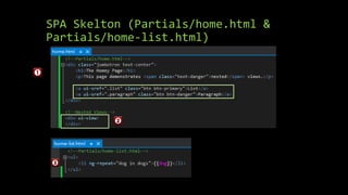 SPA Skelton (Partials/home.html & 
Partials/home-list.html) 
 