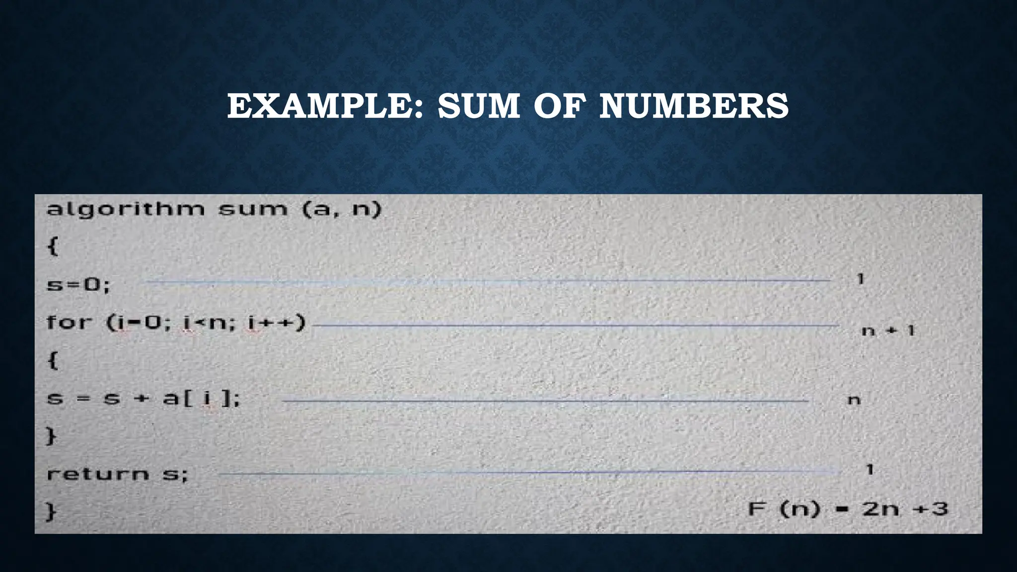 EXAMPLE: SUM OF NUMBERS
 