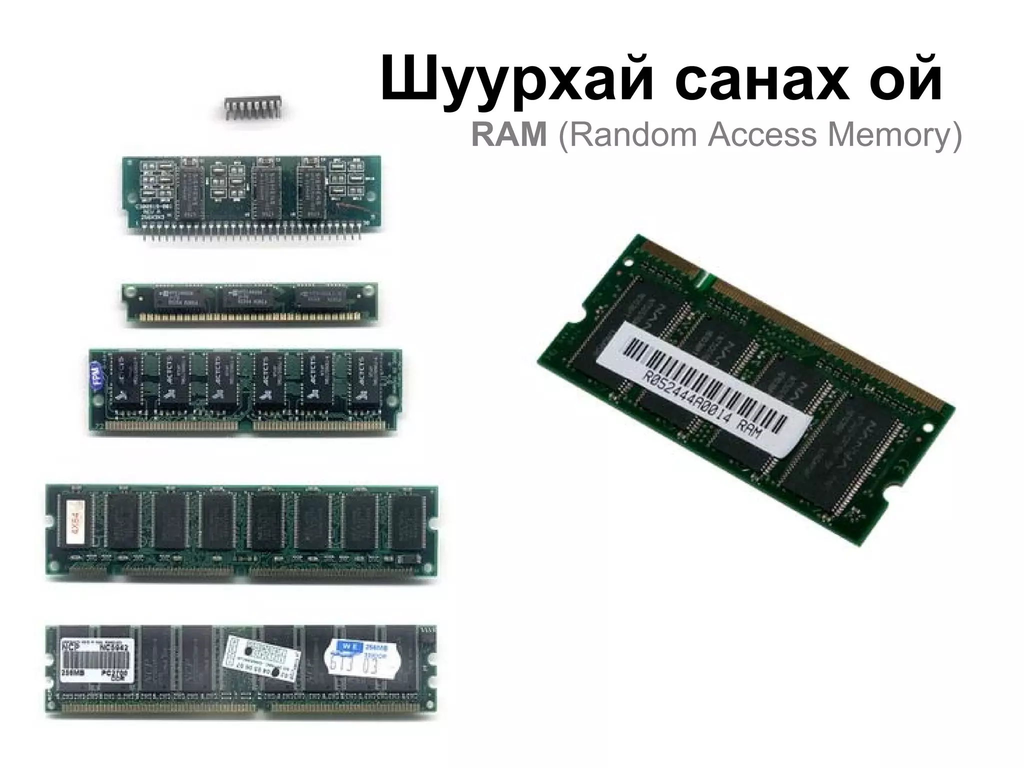 Шуурхай санах ой
RAM (Random Access Memory)
 