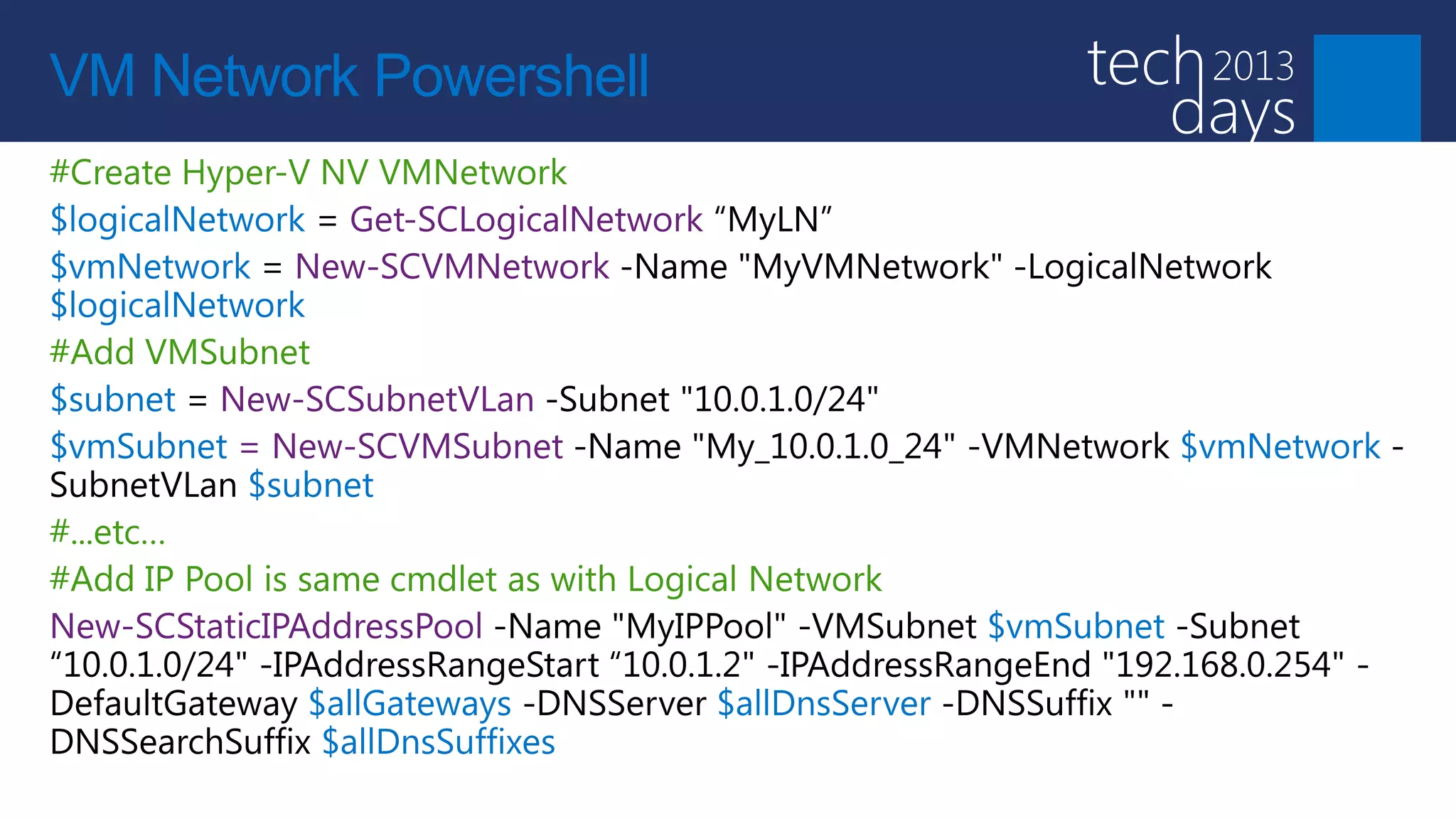 VM Network Powershell
 