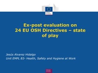 Ex-post evaluation on
24 EU OSH Directives – state
of play
Jesús Alvarez Hidalgo
Unit EMPL B3- Health, Safety and Hygiene at Work
 