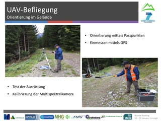 Review Meeting
19 – 21 January Corcaigh
UAV-Befliegung
Orientierung im Gelände
• Orientierung mittels Passpunkten
• Einmessen mittels GPS
• Test der Ausrüstung
• Kalibrierung der Multispektralkamera
 