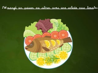mangé un poisson au citron avec une salade aux tomates
 
