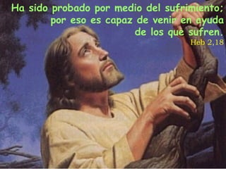 Ha sido probado por medio del sufrimiento; por eso es capaz de venir en ayuda de los que sufren. Heb 2,18