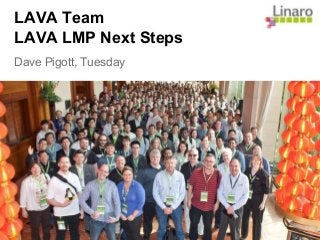 LAVA Team
LAVA LMP Next Steps
Dave Pigott, Tuesday
 