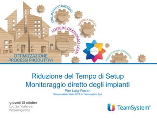 Riduzione del Tempo di Setup
Monitoraggio diretto degli impianti
Pier Luigi Ferrari
Responsabile filiale AtYS di Teamsystem Spa
 