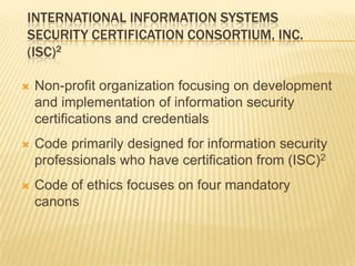 Legal, Ethical, and Professional Issues In Information Security | PPTX