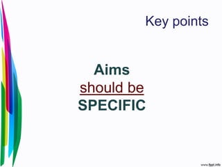 Key points
Aims
should be
SPECIFIC
 