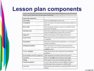 Lesson plan components
 