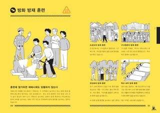 130 131
2
훈련에 참가하면 재해시에도 당황하지 않는다
재해시의 피해를 최소화하기 위해서는 각 지역에서 실시하고 있는 방화 방재 훈
련에 평소에서 참가하는 것이 중요합니다 . 방소 방재 훈련은 주로 방재 시민 조
직 등이 중심이 되어 도시 구획마다 실시하는 길목이 방재 훈련이나 학교에서는
방재 교육을 실시하는 외에 지역 주민과 연계하여 방재 훈련을 실시하는 경우도
있습니다 .
구시정촌 주체로 , 학구나 대피소마다 실
시하는 수천 명 규모의 훈련입니다 . 주로
학교 등에서 실시됩니다 .
모든 도립 고등학교, 186 개교(2015년 4월
1 일 시점 ) 에서 교내 재해 발생시를 상정한
피난 생활의 유사체험(취침훈련이나 비축 음
식준비훈련)등을실시하고있습니다.
도쿄도에서는 구시정촌과 합동으로 1 년
에 4 회 , 주민참가형의 종합 방재 훈련을
실시하고 있습니다 .
초기 소화 훈련이나 응급 구호 훈련 등을
중심으로 구출 • 구조 훈련 , 통보 연락 훈
련 , 피난 훈련 , 기진차를 활용한 신체 방
호 훈련 등을 실시합니다 .
학교 숙박 방재 훈련
반상회의 방재 훈련
도쿄도의 방재 훈련 구시정촌의 방재 훈련
※ 방화 방재 훈련을 실시하고 싶은 경우는 가장 가까운 소방서에 상담합시다 .
방화 방재 훈련 지금
하자
150629_2-co.indd 130-131
150629_2-co.indd 130-131 2015-08-31 오전 12:47:57
2015-08-31 오전 12:47:57
 