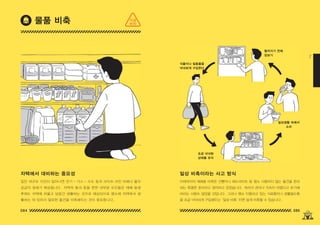 084 085
2
자택에서 대비하는 중요성 일상 비축이라는 사고 방식
조금 넉넉한
상태를 유지
일상생활 속에서
소비
떨어지기 전에
장보기
식품이나 일용품을
넉넉하게 구입한다
일단 대규모 지진이 일어나면 전기 • 가스 • 수도 등의 라이프 라인 피해나 물자
공급의 정체가 예상됩니다 . 자택의 붕괴 등을 면한 대부분 도민들은 재해 발생
후에도 자택에 머물고 당분간 생활하는 것으로 예상되므로 평소에 자택에서 생
활하는 데 있어서 필요한 물건을 비축해두는 것이 중요합니다 .
이제까지의 재해용 비축은 건빵이나 헤드라이트 등 평소 사용하지 않는 물건을 준비
하는 특별한 준비라고 생각하고 있었습니다 . 따라서 관리나 지속이 어렵다고 포기해
버리는 사람도 많았을 것입니다 . 그러나 평소 이용하고 있는 식료품이나 생활필수품
을 조금 넉넉하게 구입해두는 ' 일상 비축 ' 이면 쉽게 비축할 수 있습니다 .
물품 비축 지금
하자
150629_2-co.indd 084-085
150629_2-co.indd 084-085 2015-08-31 오전 12:45:35
2015-08-31 오전 12:45:35
 