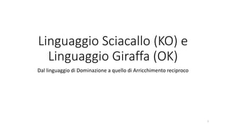 Linguaggio Sciacallo (KO) e
Linguaggio Giraffa (OK)
Dal linguaggio di Dominazione a quello di Arricchimento reciproco
1
 