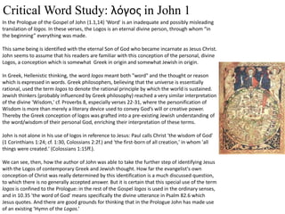 Logos in the Prologue of John: A Word Study | PPTX