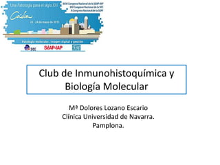 Club de Inmunohistoquímica y
Biología Molecular
Mª Dolores Lozano Escario
Clínica Universidad de Navarra.
Pamplona.
 