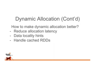 Dynamic Allocation (Cont’d)
How to make dynamic allocation better?
-  Reduce allocation latency
-  Data locality hints
-  ...