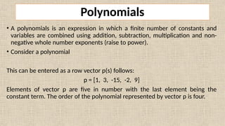 02 MATLAB Polynomials.pptx using of matlab | PPT